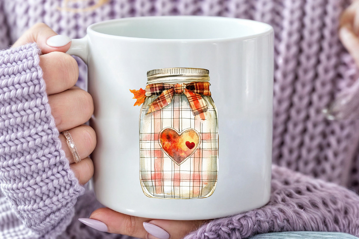 Watercolor Fall Mason Jars Clipart, an Illustration by Rose Art (Photo 5 of 7)