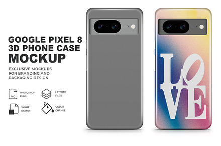 Google Pixel 8 3D Phone Case Mockup, an Android Mockup by GraphicsPixel