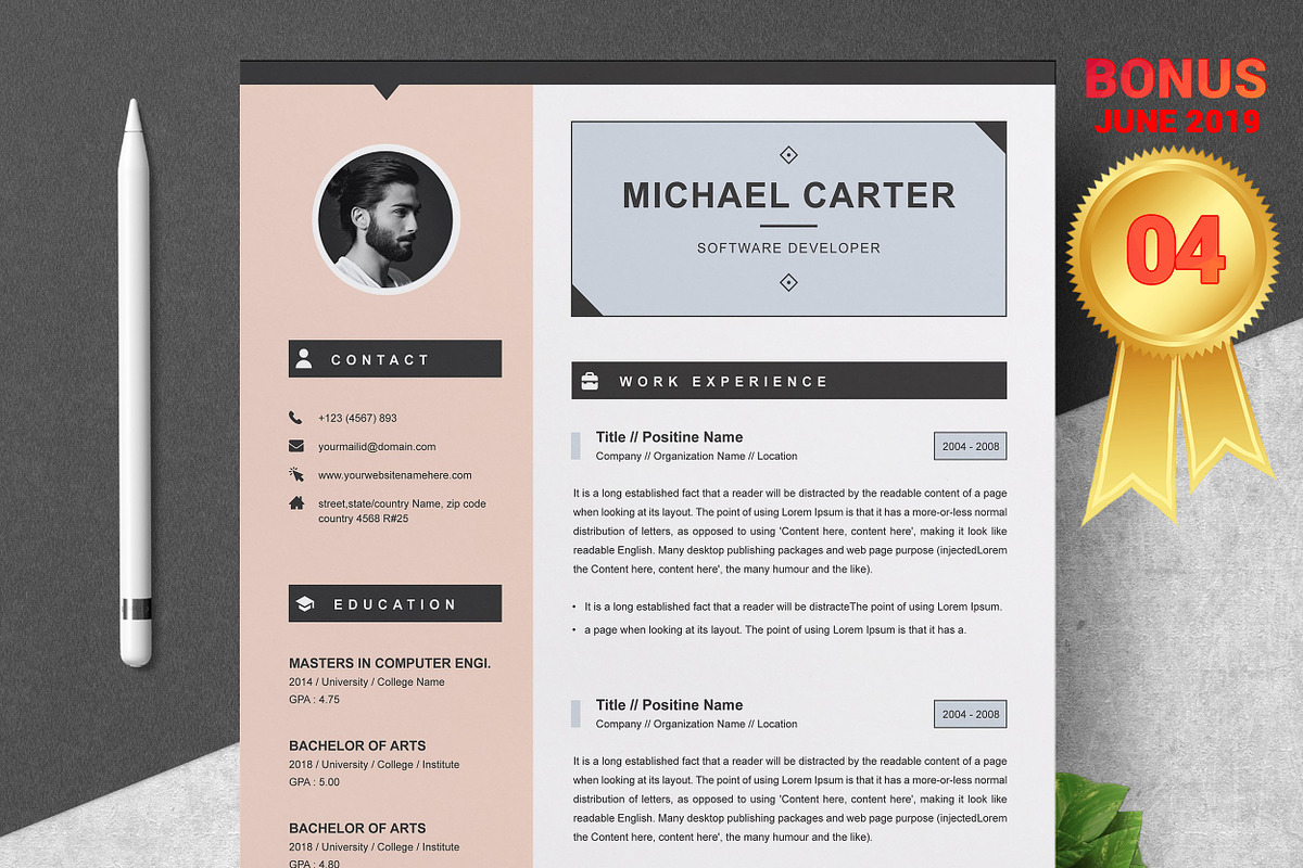 Resume/CV Bundle | 200+ for $29, a Resume Template by ResumeInventor (Photo 61 of 207)