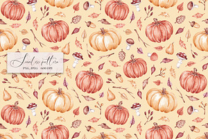 Watercolor Fall Pumpkins Pattern