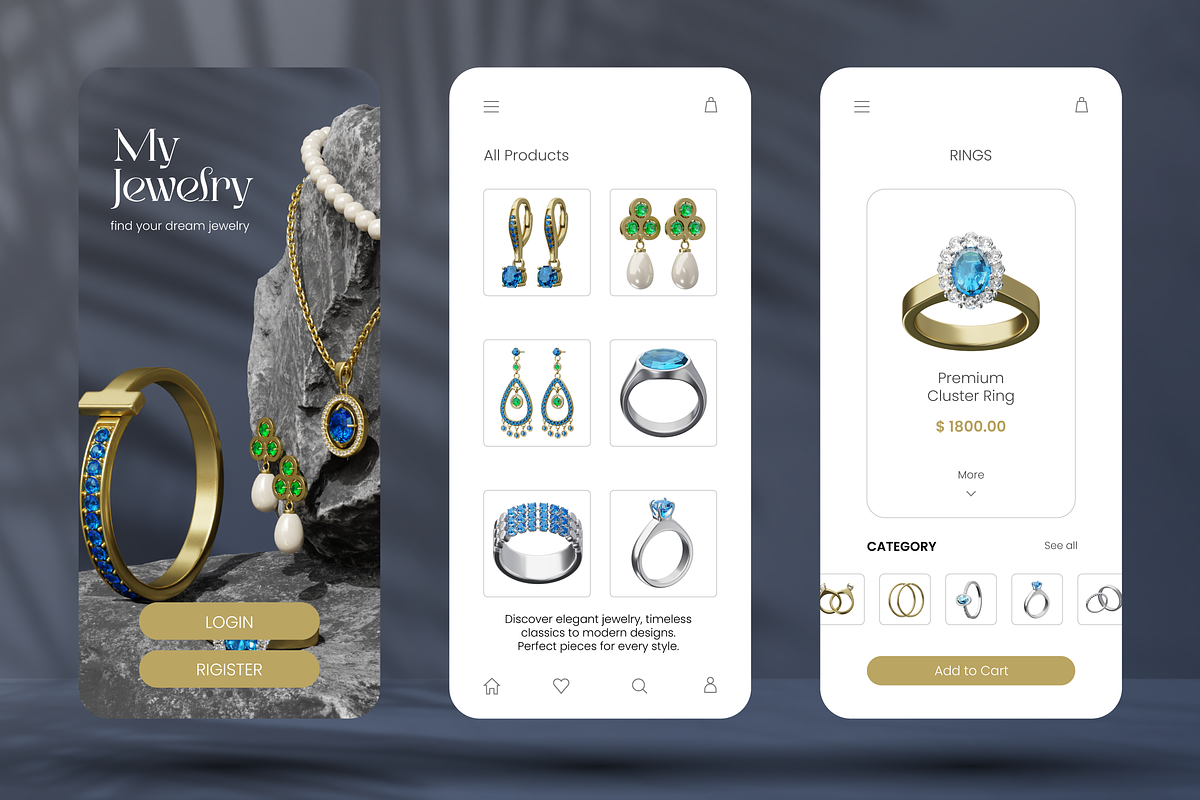 3D Jewelry Icon Set, an Object 3D Model by Flat Icons (Photo 4 of 8)