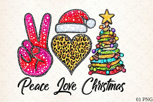 Peace Love Christmas Png, Christmas, an Illustration by Libby Wishes