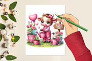 Valentine Cute Cows Clipart Bundle, a Seasonal Illustration by Craft Nest (Thumbnail 4 of 5)
