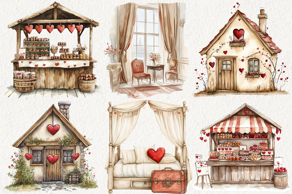 Happy Valentine's Day Clipart, an Illustration by NadiaTheronArt (Photo 3 of 5)