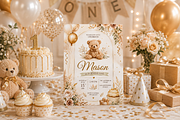 Teddy Bear First Birthday Invitation, an Invitation Template by S Graphic Studio (Thumbnail 7 of 10)