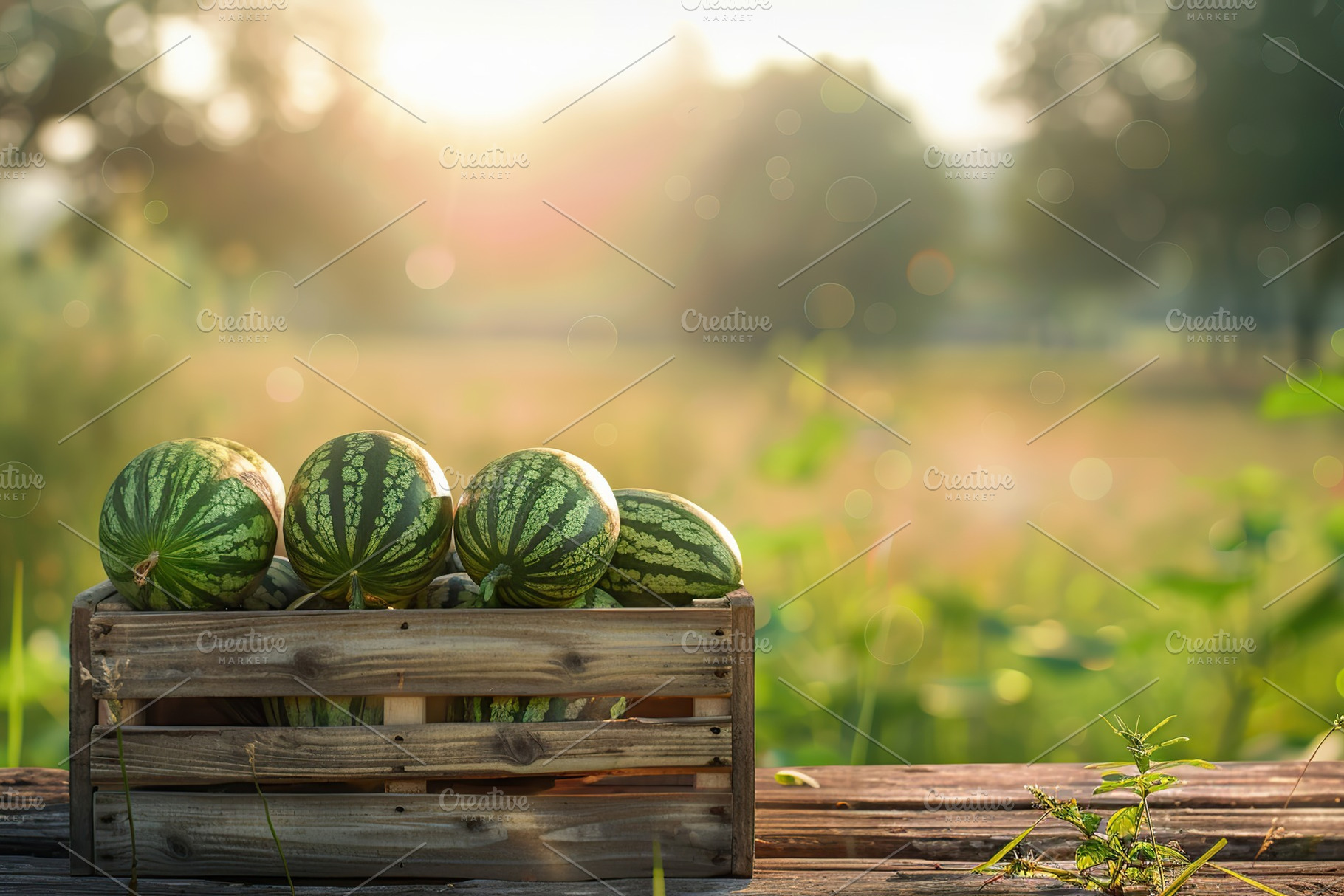 Watermelons in wooden crate, a Photo by AlyaAnd