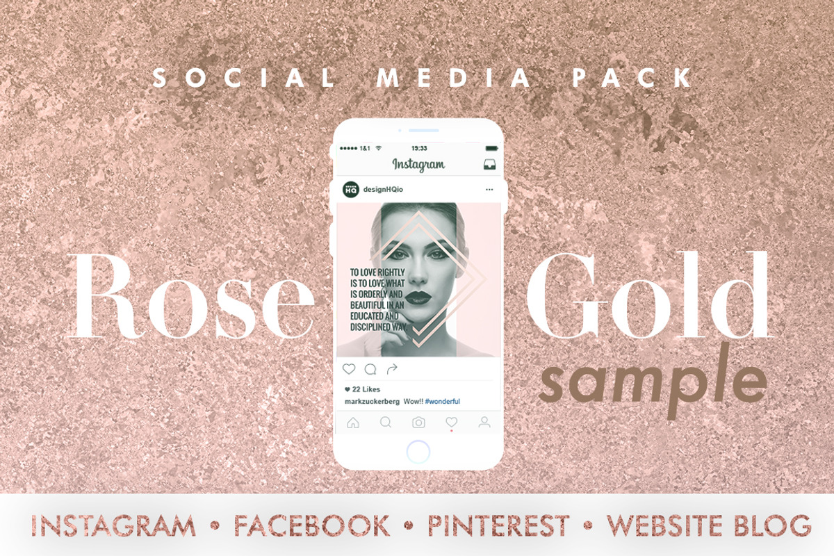 ROSE GOLD | Social Media Pack, a Social Media Template by DESIGN HQ (Photo 1 of 5)