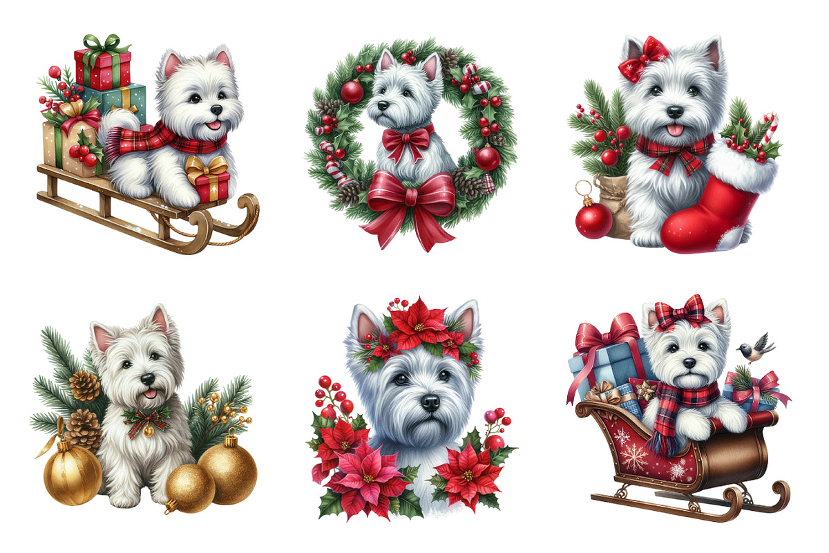 Christmas Westie Png Graphics, an Illustration by SinaCreation (Photo 2 of 5)