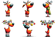 Cute Red Christmas Reindeer Clipart, an Illustration by CraftArtStudio (Thumbnail 4 of 6)