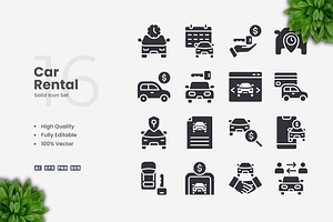 Car Rental Solid Icons, an Icon by Upnowgraphic