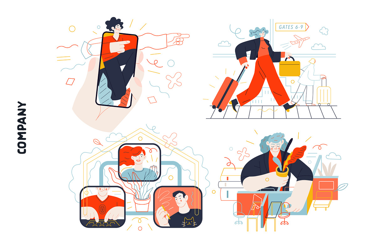 Company, flat web illustrations, a Templates & Theme by Grivina's shop (Photo 8 of 27)