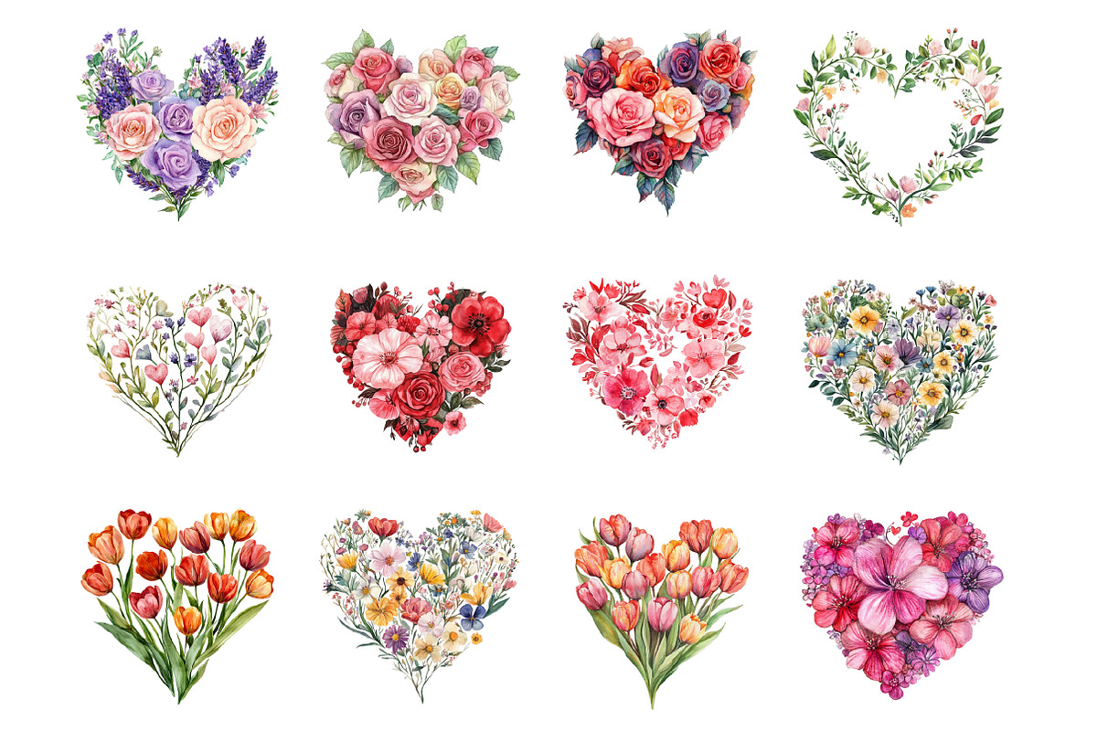 Valentine Floral Heart Clipart, an Illustration by Design Market (Photo 2 of 3)