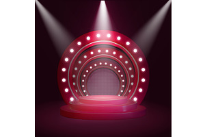 Round stage podium with illuminating