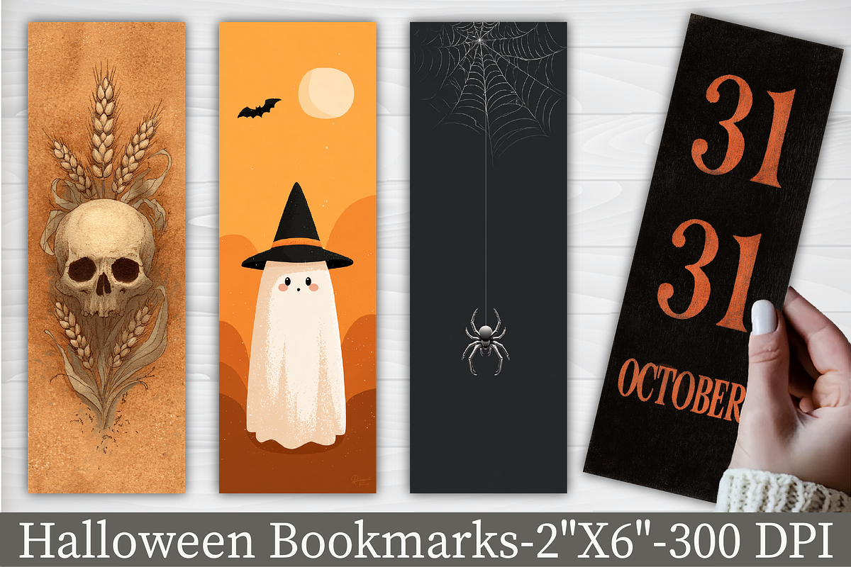 Halloween Holiday Bookmark, an Illustration by Libby Wishes
