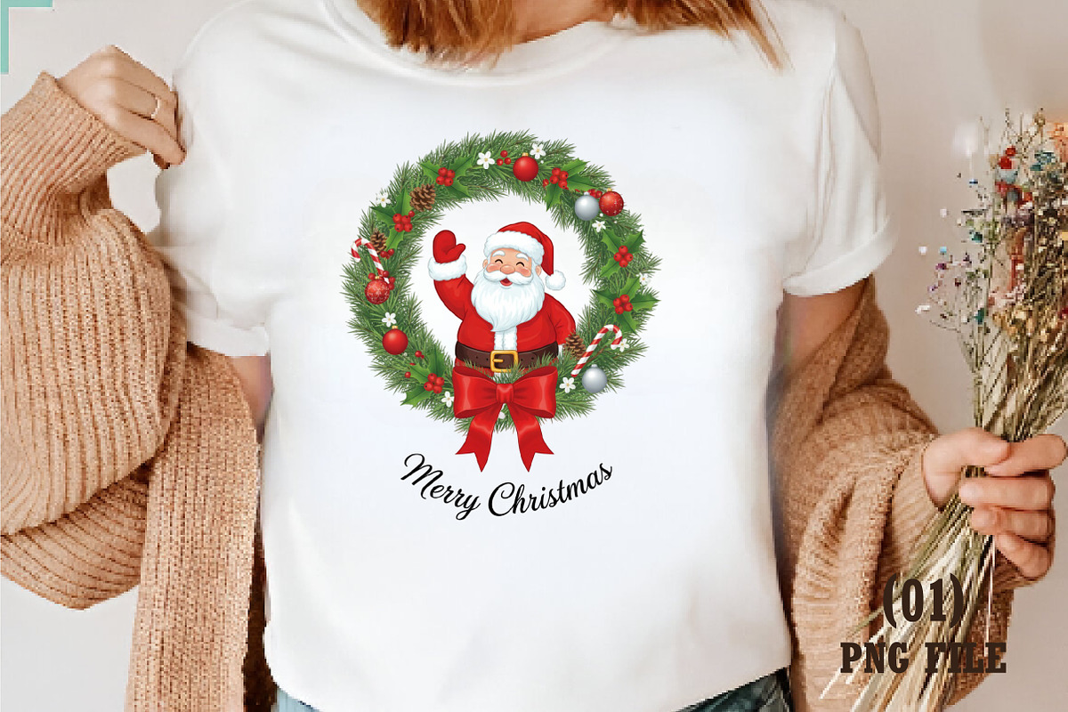 Santa Christmas Wreath PNG, an Illustration by DreamArtGraphic (Photo 1 of 5)