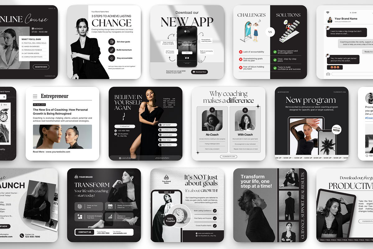 Coach Social Media Branding Bundle, a Social Media Template by DigiPax (Photo 9 of 15)