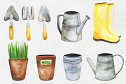 Gardening. Watercolor set, a Decorative Illustration by Maria's little shop (Thumbnail 2 of 9)
