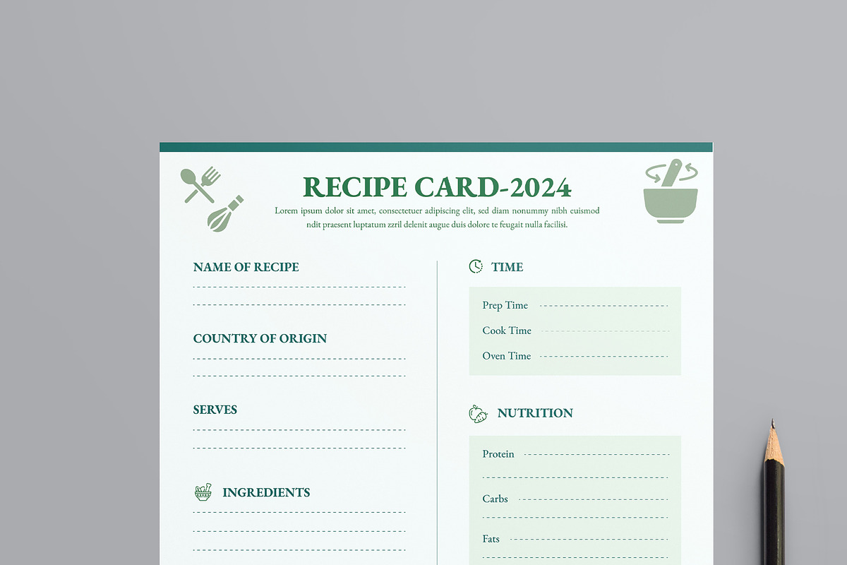 Recipe Card Template, a Stationery Template by MightyDesign (Photo 2 of 8)
