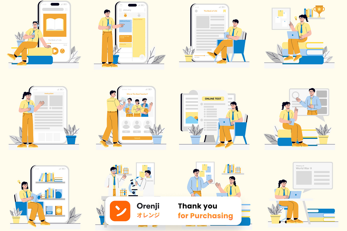 E-Learning and Course Illustration, an Education Illustration by orenjidesign (Photo 6 of 8)