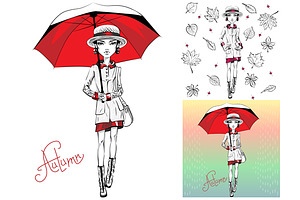 Vector Autumn Fashion Girl