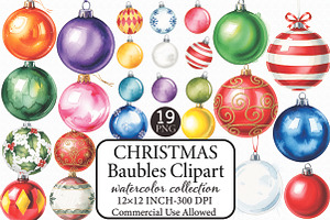 Christmas Baubles Sublimation Clipar, an Illustration by Libby Wishes