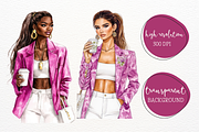 Coffee Girl Clipart Watercolor PNG, a Decorative Illustration by Maysa Art (Thumbnail 4 of 4)