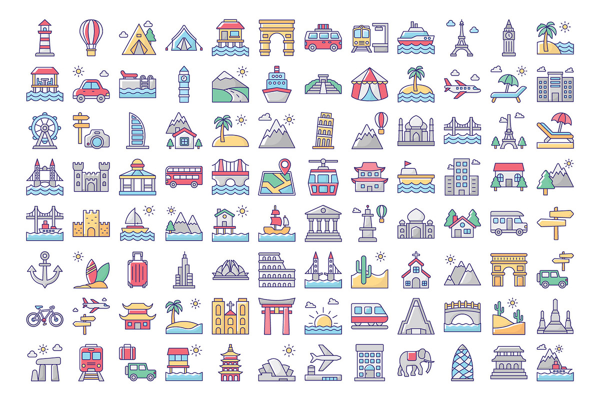 Tourism and Travel Icons Pack, an Icon by Vector Portal (Photo 2 of 5)