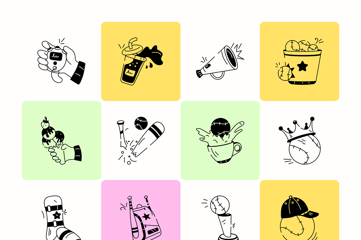 Animated Baseball Doodle Icons, a Solid Icon by Prosymbols (Photo 7 of 8)