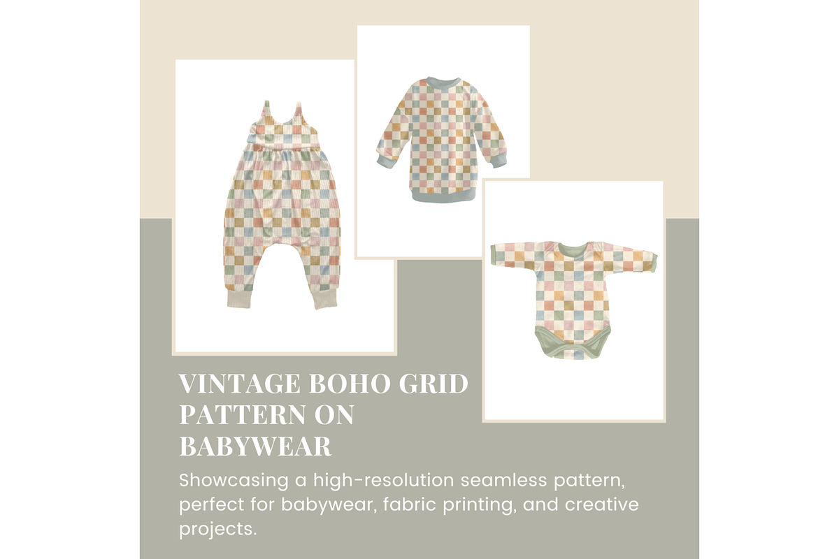 Earthy Boho Checkered Grid Pattern, a Pattern Graphic by OwlAndFern (Photo 5 of 13)