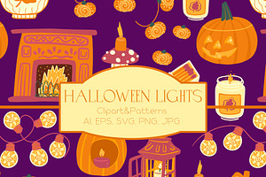 Halloween light clipart & patterns