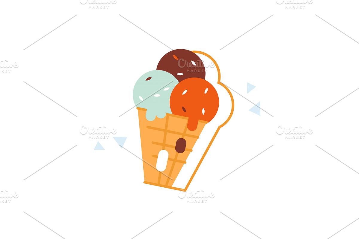 Melting ice cream cone logo vector, a Food Illustration by marcovector