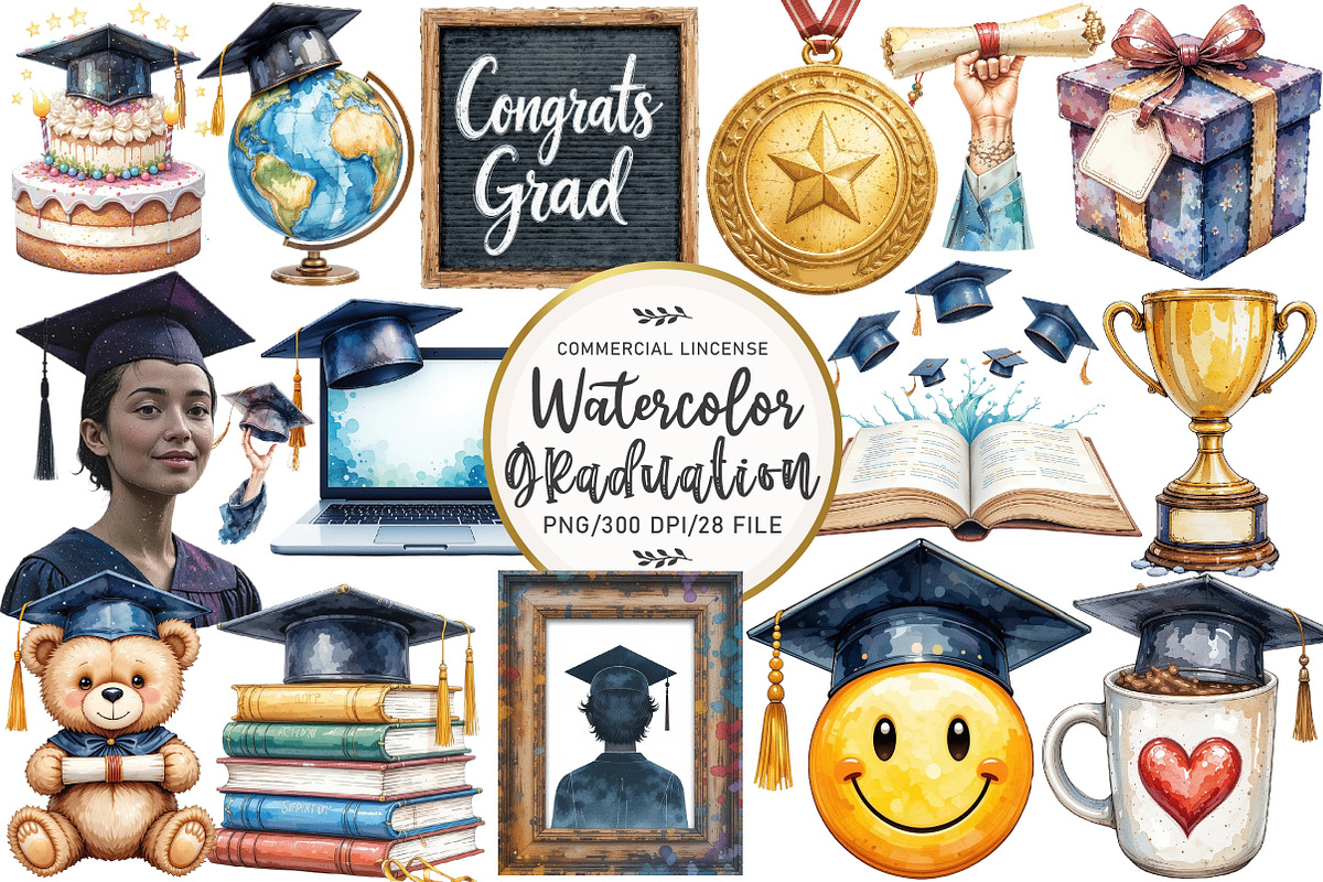 Graduation Sublimation Clipart, an Illustration by OK Design (Photo 1 of 5)