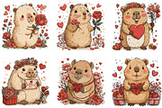 Watercolor Capybara Valentine Clipar, an Illustration by CraftArtStudio (Thumbnail 3 of 6)