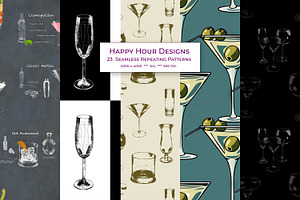 Happy Hour Seamless Patterns, a Pattern Graphic by karenfoleyphoto
