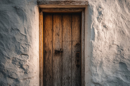Rustic Wooden Door with Iron Handle, an Architecture Photo by Virgo Studio