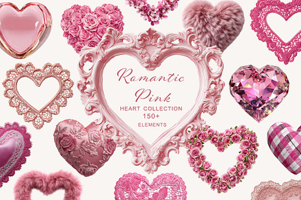 Pink Heart Frames & Elements