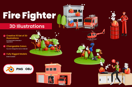 3D Firefighter Pack, a 3D by novia99design