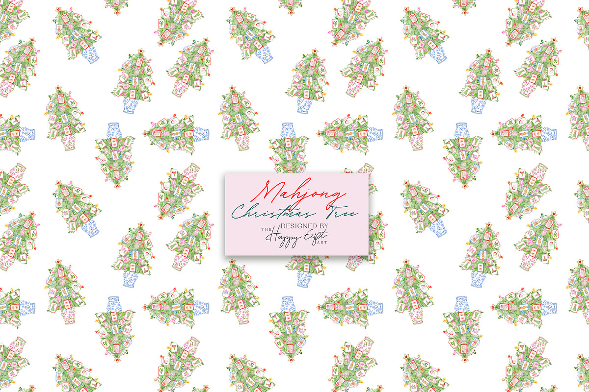 Mahjong Christmas Tree illustrations, a Decorative Illustration by TheHappyGiftArt (Photo 9 of 12)