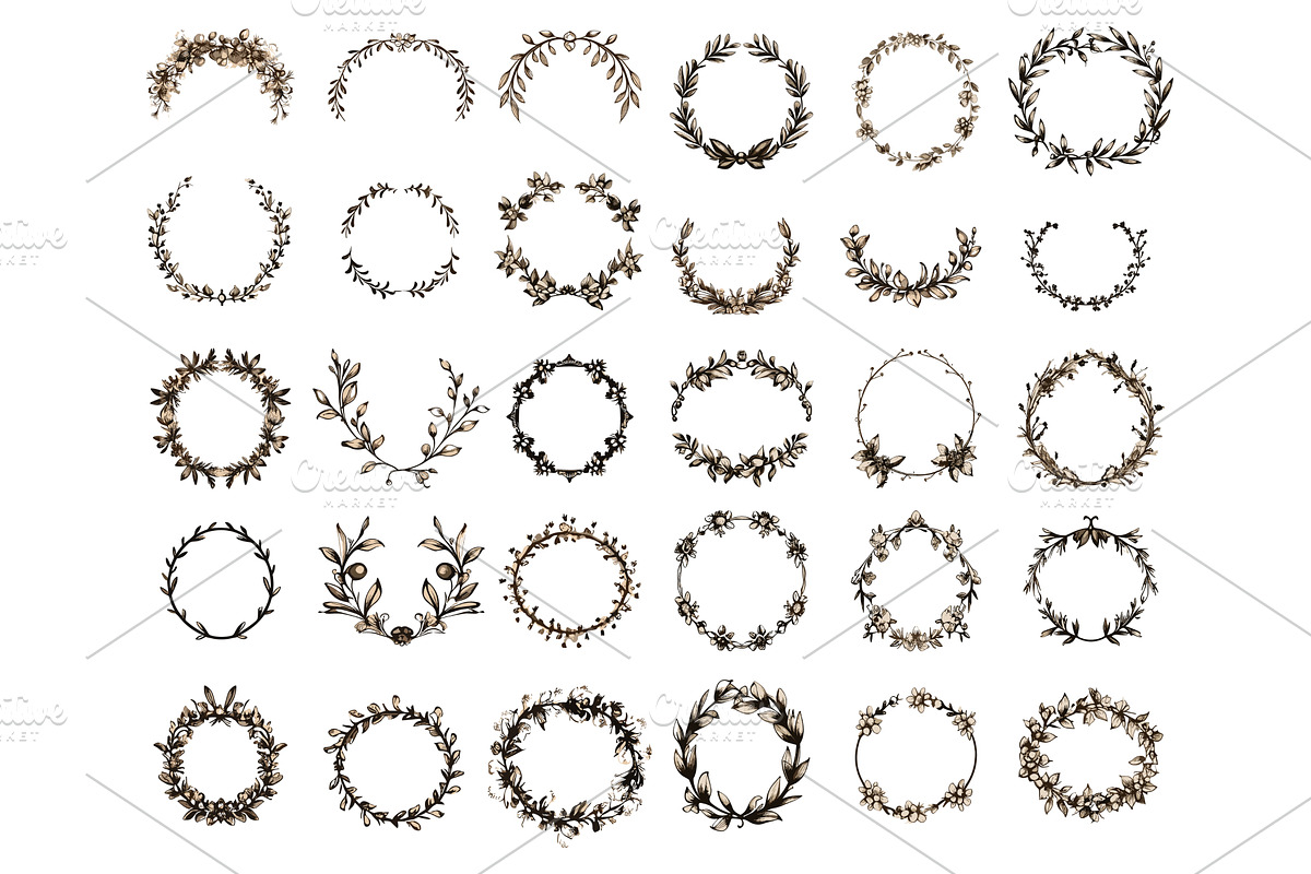 Floral frames with empty space for, an Illustration by Onyx