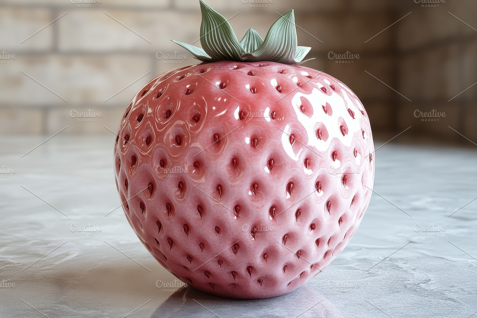 Realistic strawberry placed on a lig, a Photo by Tanuart