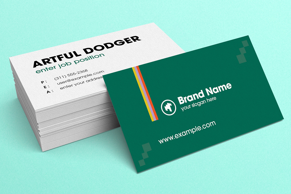 Modern Green Business Card Template, a Business Card Template by MightyDesign (Photo 2 of 6)