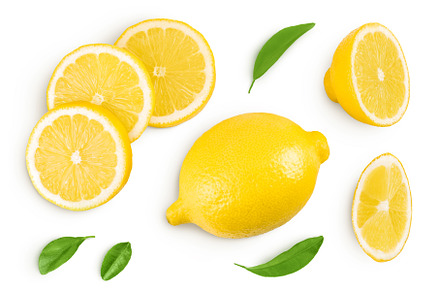 Ripe lemon with slices isolated on, a Food & Drink Photo by NataPhoto