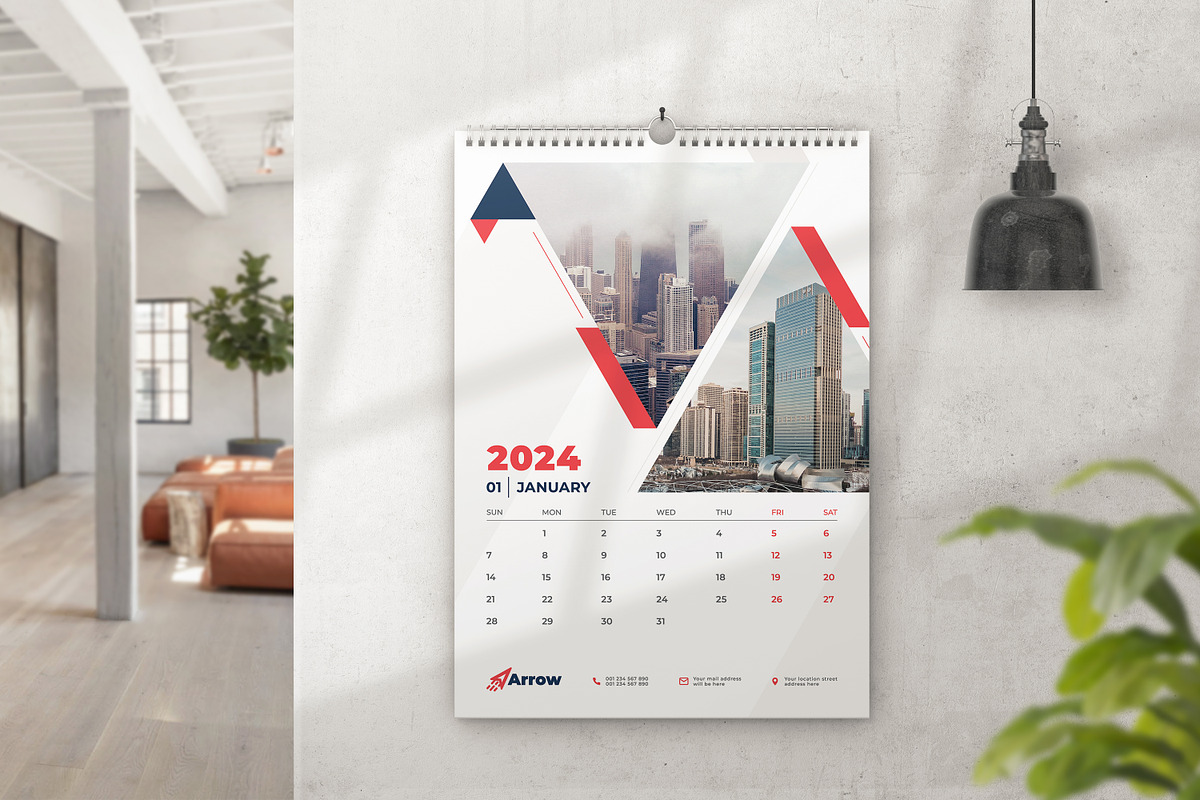 Wall Calendar 2024, a Print Template by Uiparvin (Photo 2 of 2)