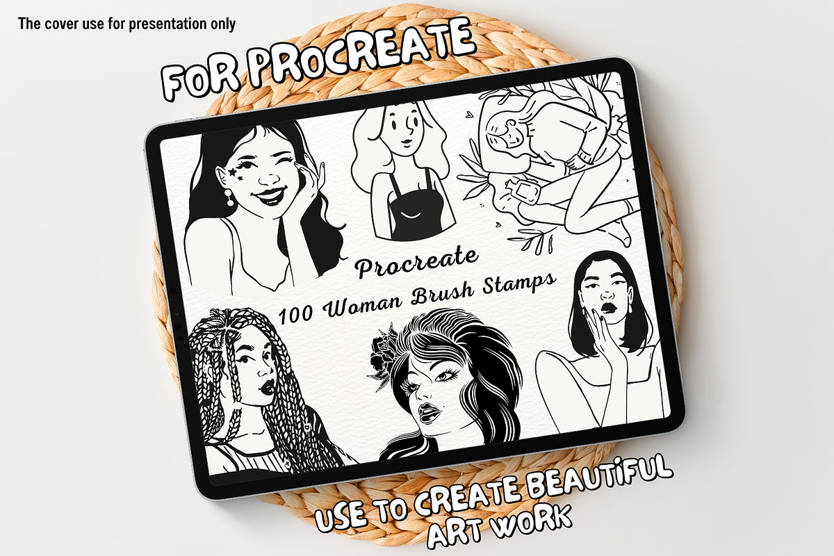 100 Woman Procreate Stamps, a Brush Add-On by Painter Creative Books (Photo 1 of 9)