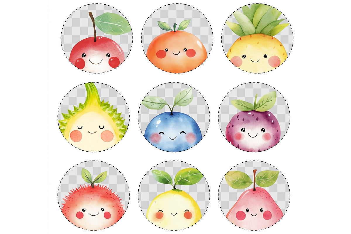 Cute Fruits Clipart Watercolor PNG, an Illustration by CharmClipart (Photo 8 of 9)