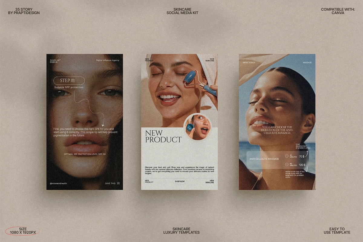 Skincare Story Templates Canva Kit preview 2