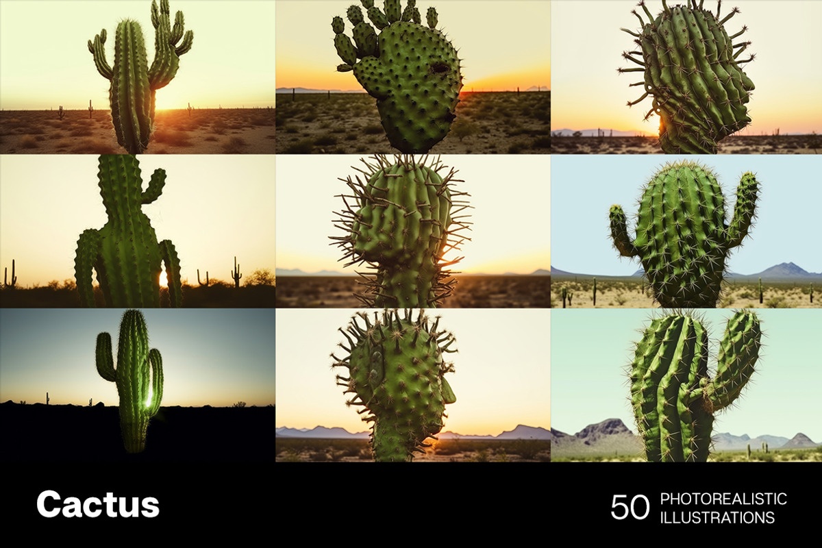 Cactus Human-like - 50 images, an Object Illustration by Handmadefont