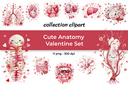 Cute Anatomy Valentine Clipart Set, a Seasonal Illustration by InkyQueenArt (Thumbnail 1 of 6)