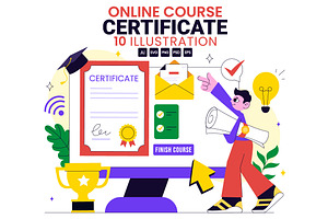 10 Online Course Certificate Program, a Person Illustration by denayunebgt