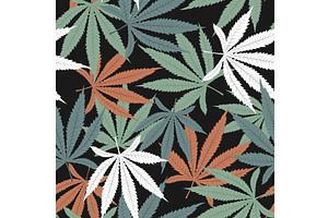 Colorful hemp leaves seamless, an Object Illustration by Toltemara